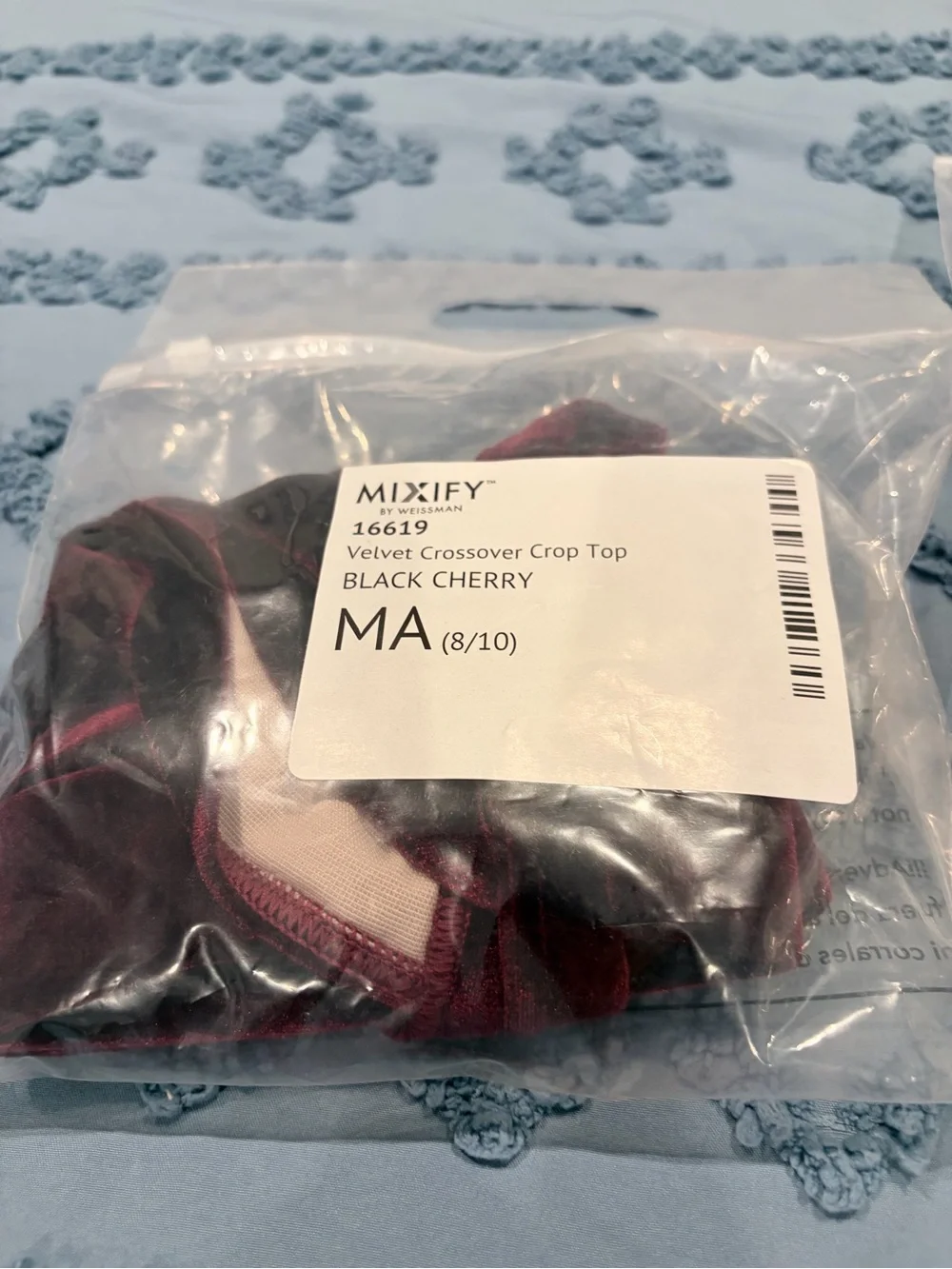 Weissman Burgundy Velvet Dance Costume Set MA Crossover Top & Ruched Skirt